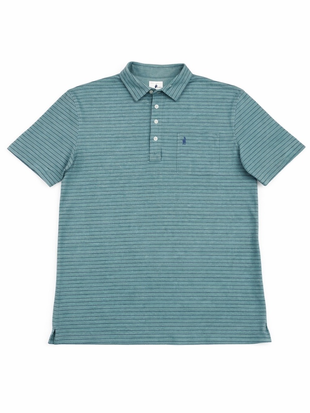 Johnnie-O Polo Shirt Men's Large Blue Green Striped Stretch Golf Casual